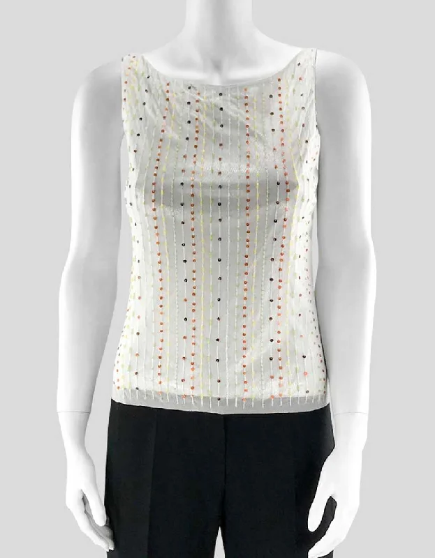 Wedding sleeveless topsVivienne Tam Women's White Sleeveless Top - Small