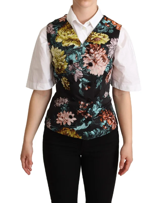 Polyester sleeveless topDolce & Gabbana  Floral Print Sleeveless Waistcoat