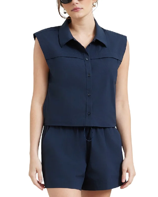 Blended sleeveless topModern Citizen Ruka Padded-Shoulder Sleeveless Blouse