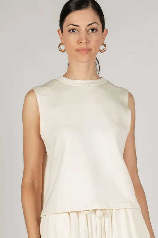 Travel sleeveless topsButter Modal Round Neck Sleeveless Top - Eggshell