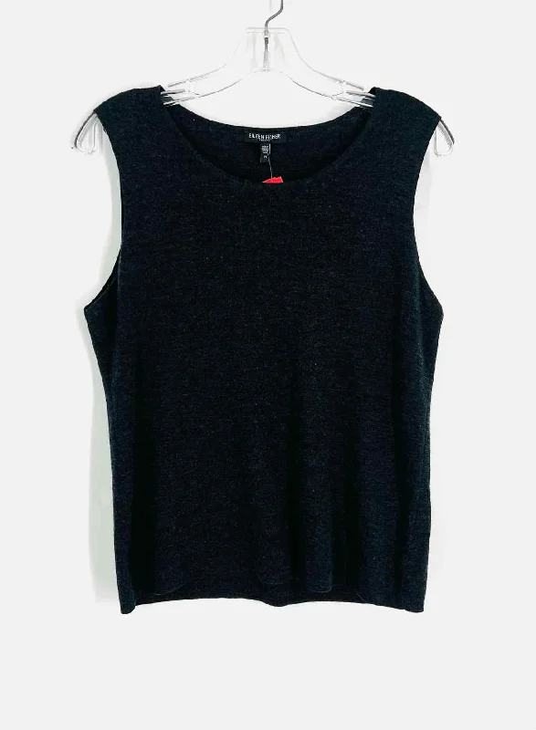 Stretch sleeveless topEileen Fisher Size L Pet. Charcoal Variegated Knit Tops Top-Sleeveless