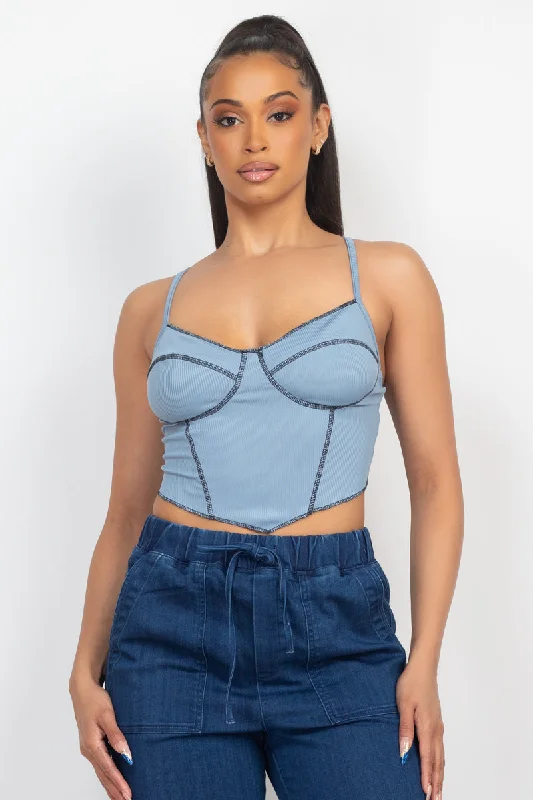 Sleeveless T-shirtsBustier Sleeveless Ribbed Top