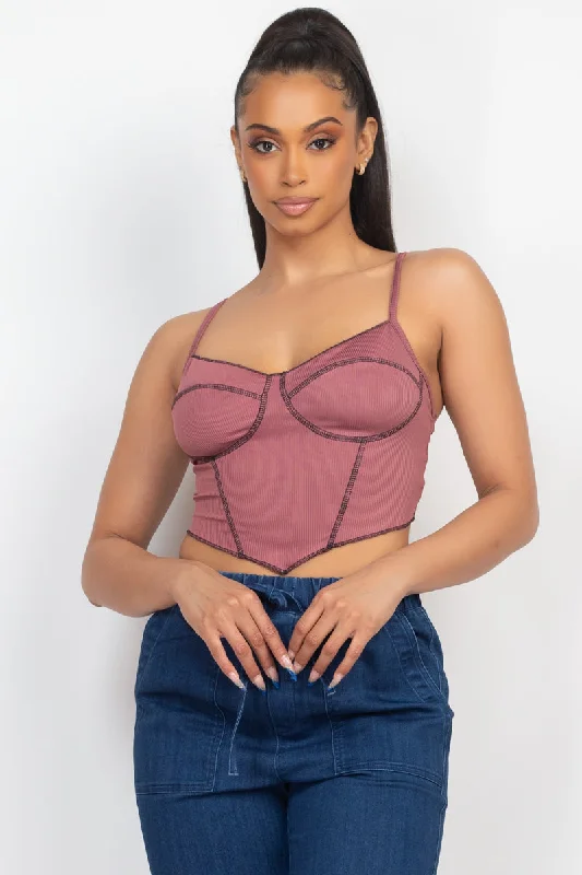 Thick sleeveless topsBustier Sleeveless Ribbed Top