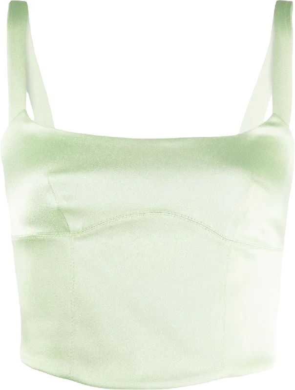 Quick drying sleeveless topraquette Mint Green Satin Button-up Sleeveless Top UK XS