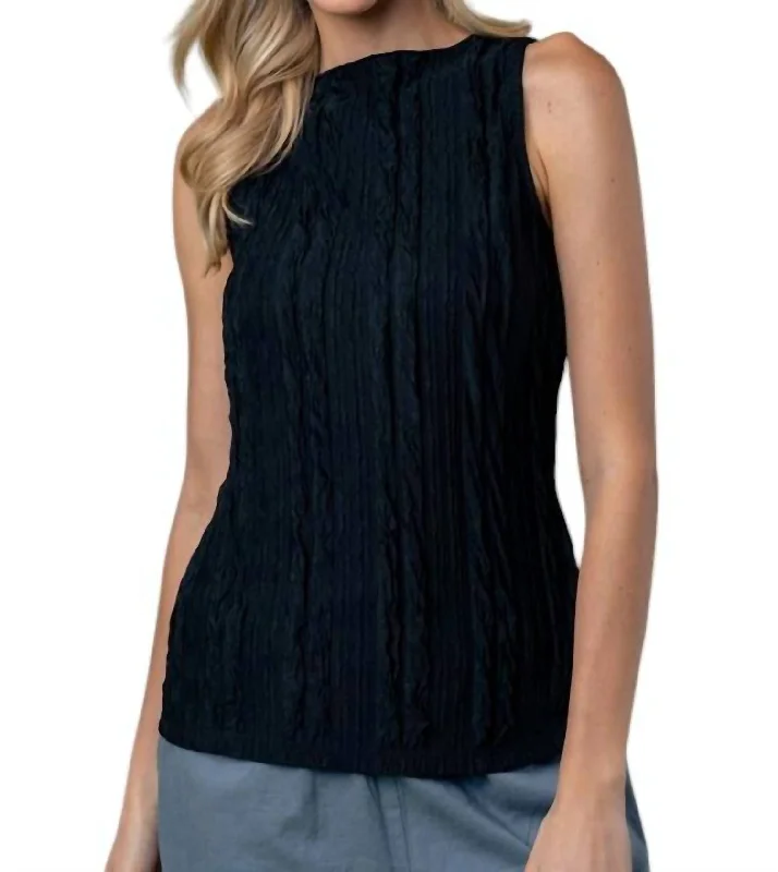 Velvet sleeveless topSleeveless Solid Knit Top In Black