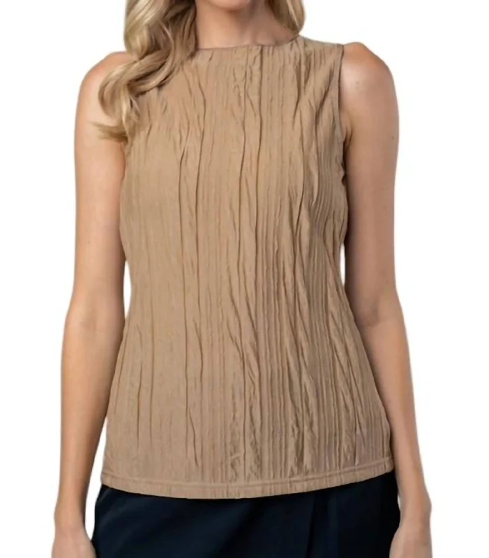 V-neck sleeveless topsSleeveless Solid Knit Top In Mocha