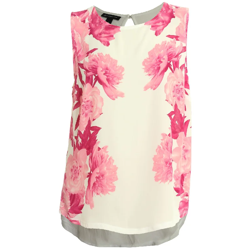 Fashion sleeveless topsINC Multi Color Floral Print Sleeveless Blouse