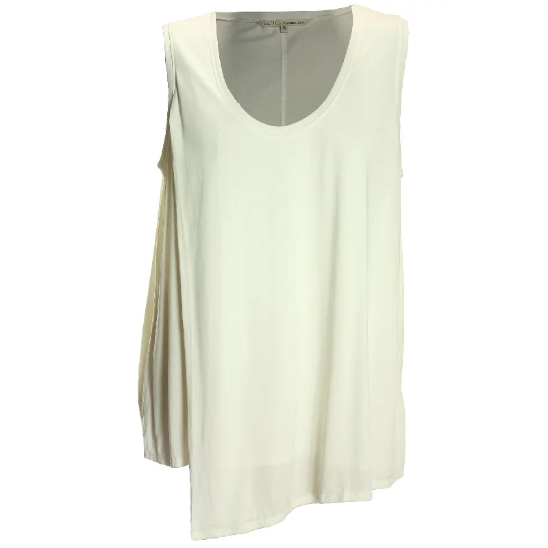 Fitness sleeveless topsRachel Roy Ivory Sleeveless Layered Asymmetric Hem Top